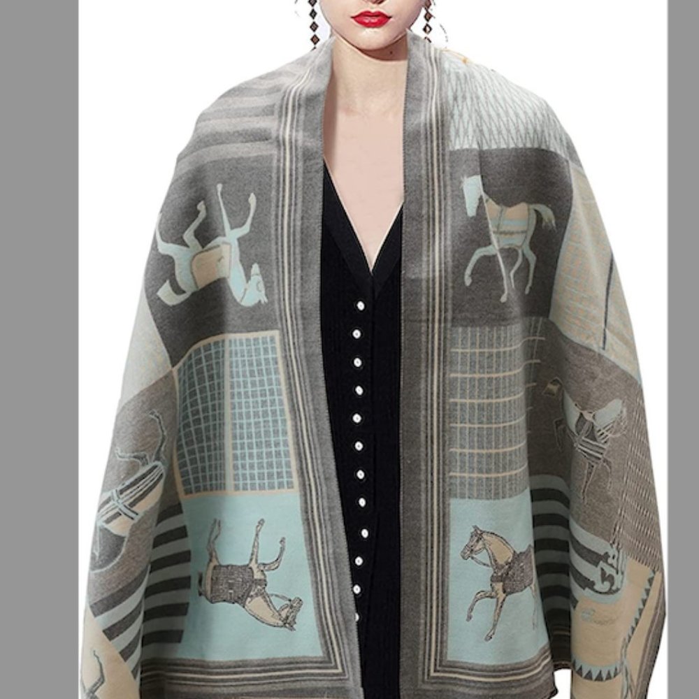 Anthro Kerri Horse Poncho Scarf - Picture 1 of 8